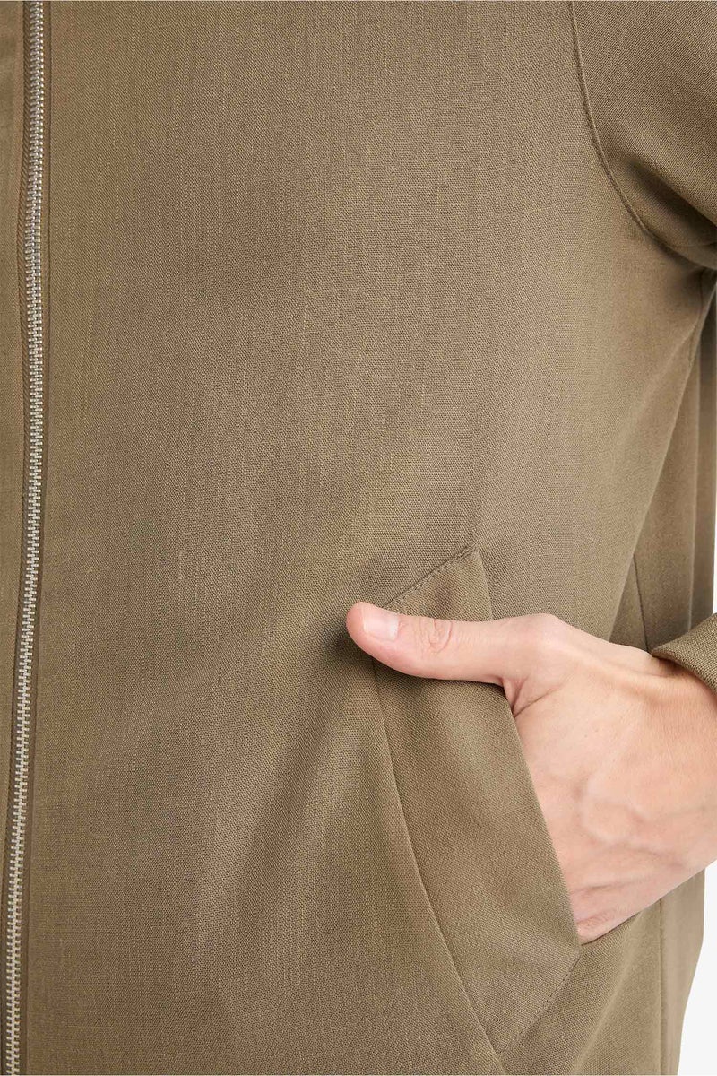 DeFacto Green Man Regular Fit High Neck Zip-Up Jacket Casual - Image 4